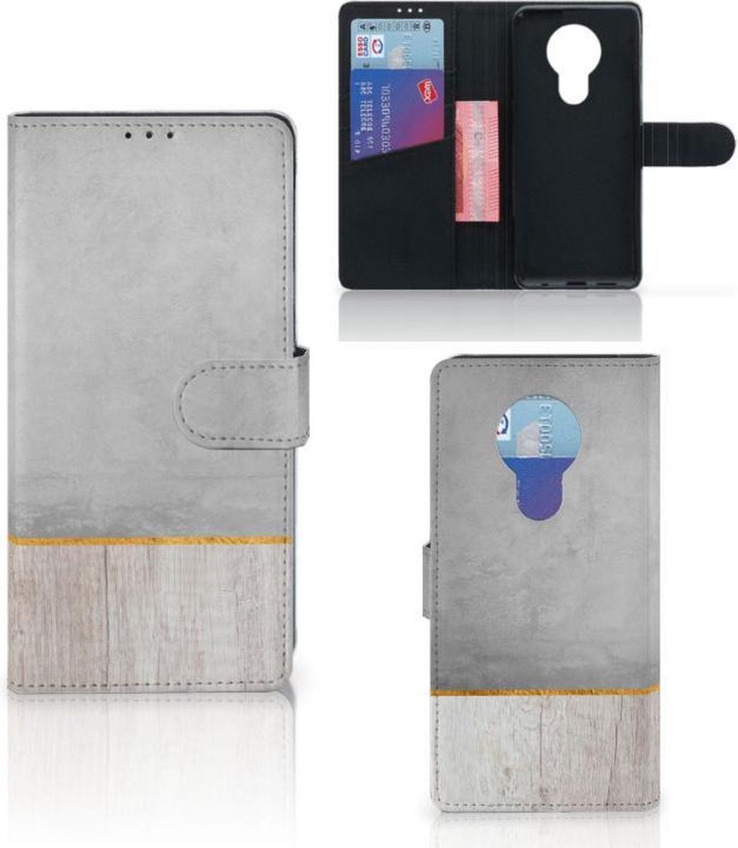 Nokia 5.3 Book Style Case Wood Concrete