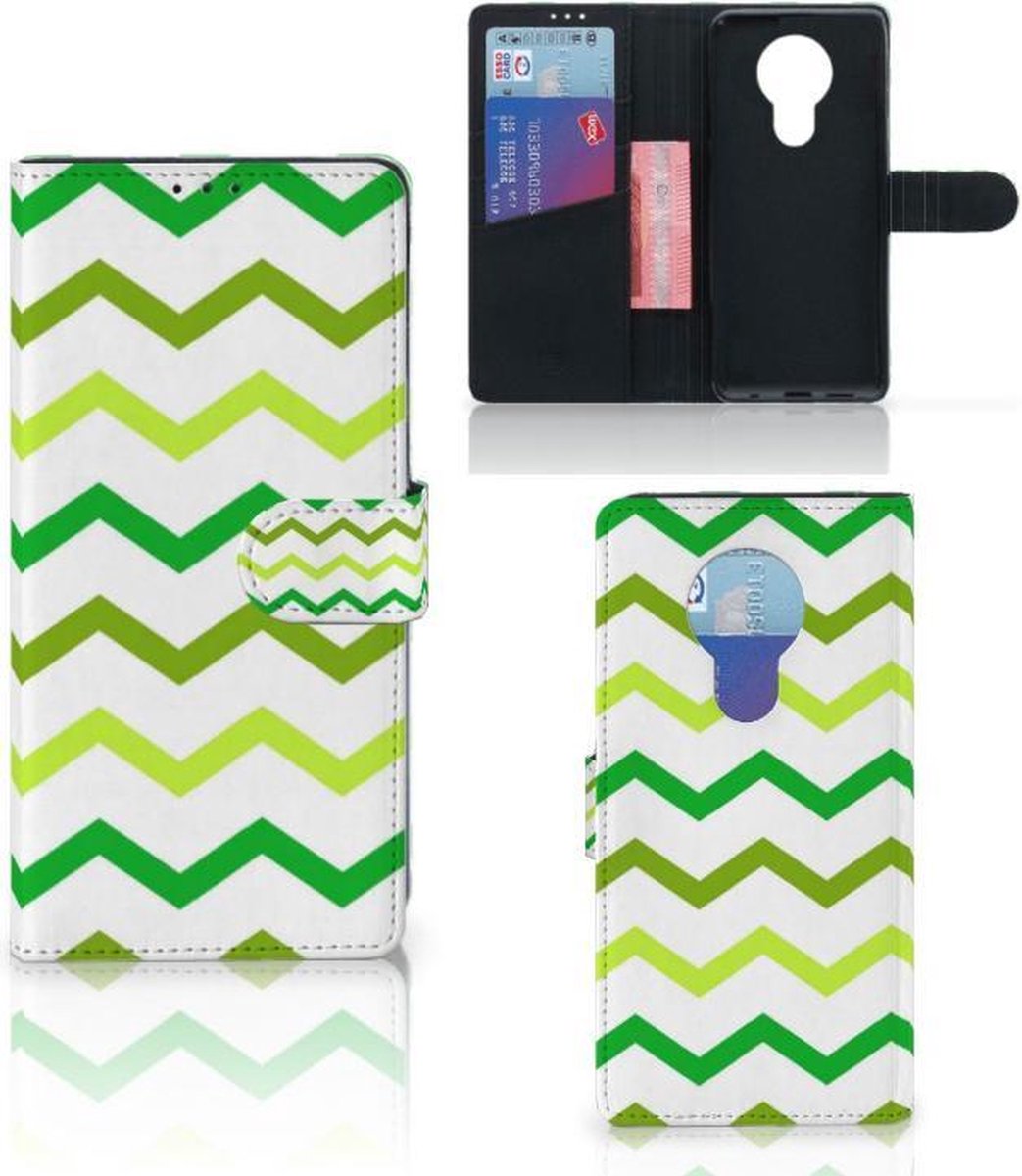 Nokia 5.3 Telefoon Hoesje Zigzag Groen