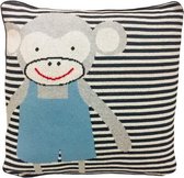 Bizzi Growin Decoratiekussen Aap Junior 40 Cm Katoen Zwart/wit