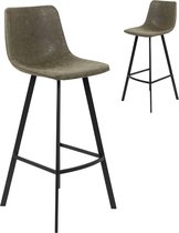 Set 2 barkrukken design PU en metaal donkergroen