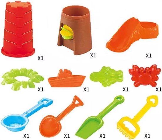 Buxibo Zandbakspeelgoed Voor Kinderen - Strand Speelgoed - Water en Zand Tafel - Speelset inclusief 16 Speelstukken - 35x45 CM van Buxibo — afbeelding 3