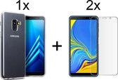 Samsung A8 2018 Hoesje - Samsung Galaxy A8 2018 hoesje siliconen case transparant cover - 2x Samsung A8 2018 Screenprotector