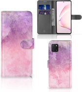 Telefoonhoesje Geschikt voor Samsung Note 10 Lite Flipcase Pink Purple Paint