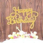 Taart topper Happy birthday goud  - verjaardag - happy birthday - glitter - goud - taart - cake topper