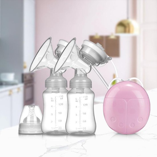  - Dubbele Elektrische Borstkolf - 2020 Luxe comfort Kolfset - Roze - 150ml babyfles (2x) - borstpomp - borstvoeding - siliconen kolf apparaat
