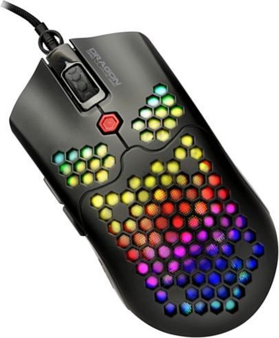 Honeycomb Gaming Muis - Stille Game Muis - 800 TOT 12.000 DPI - RGB verlichting - 7 Knoppen - Licht gewicht