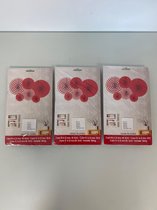 Feestdecoratie kartonnen pompoenen gestreept (ophangbaar) - set van 3 keer 6 stuks (rood/wit)