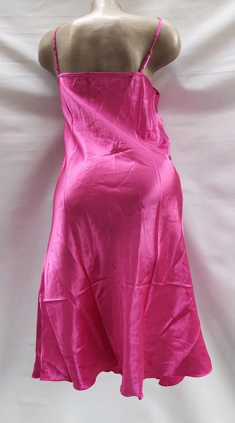 Chemise de nuit femme satin à fines bretelles M 36-38 rose | bol.com