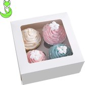Diamond Bakery Cupcake Doos 4 cupcakes - 8 stuks - Wit - Bakkerij Dozen - Taartdozen