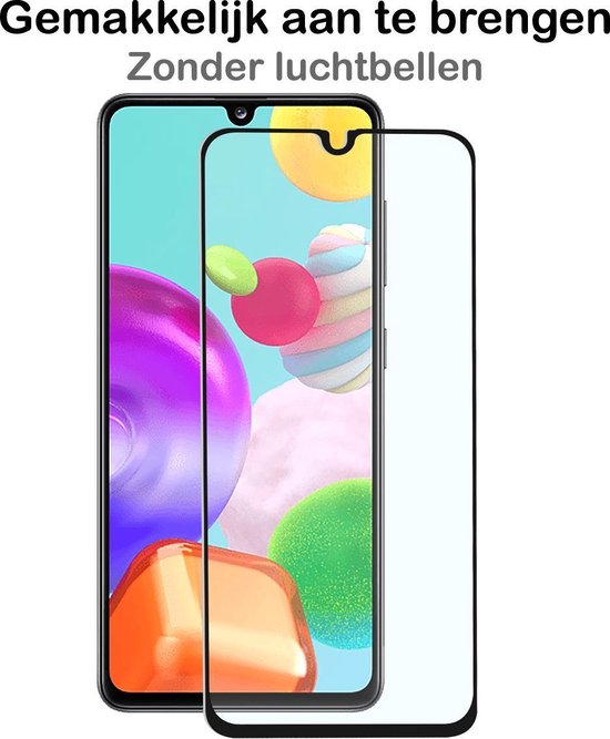 Screenprotector met tekst 'Gemakkelijk aan te brengen zonder luchtbellen'.
