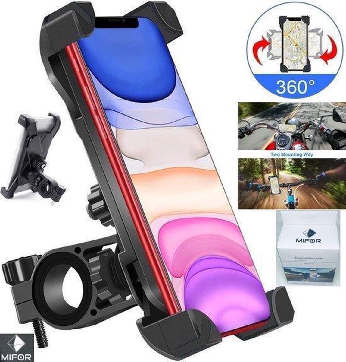 MIFOR Universeel Telefoonhouder fiets -Origineel -Schokbestendig -MODEL 2020 -Stevige Mobiel houder