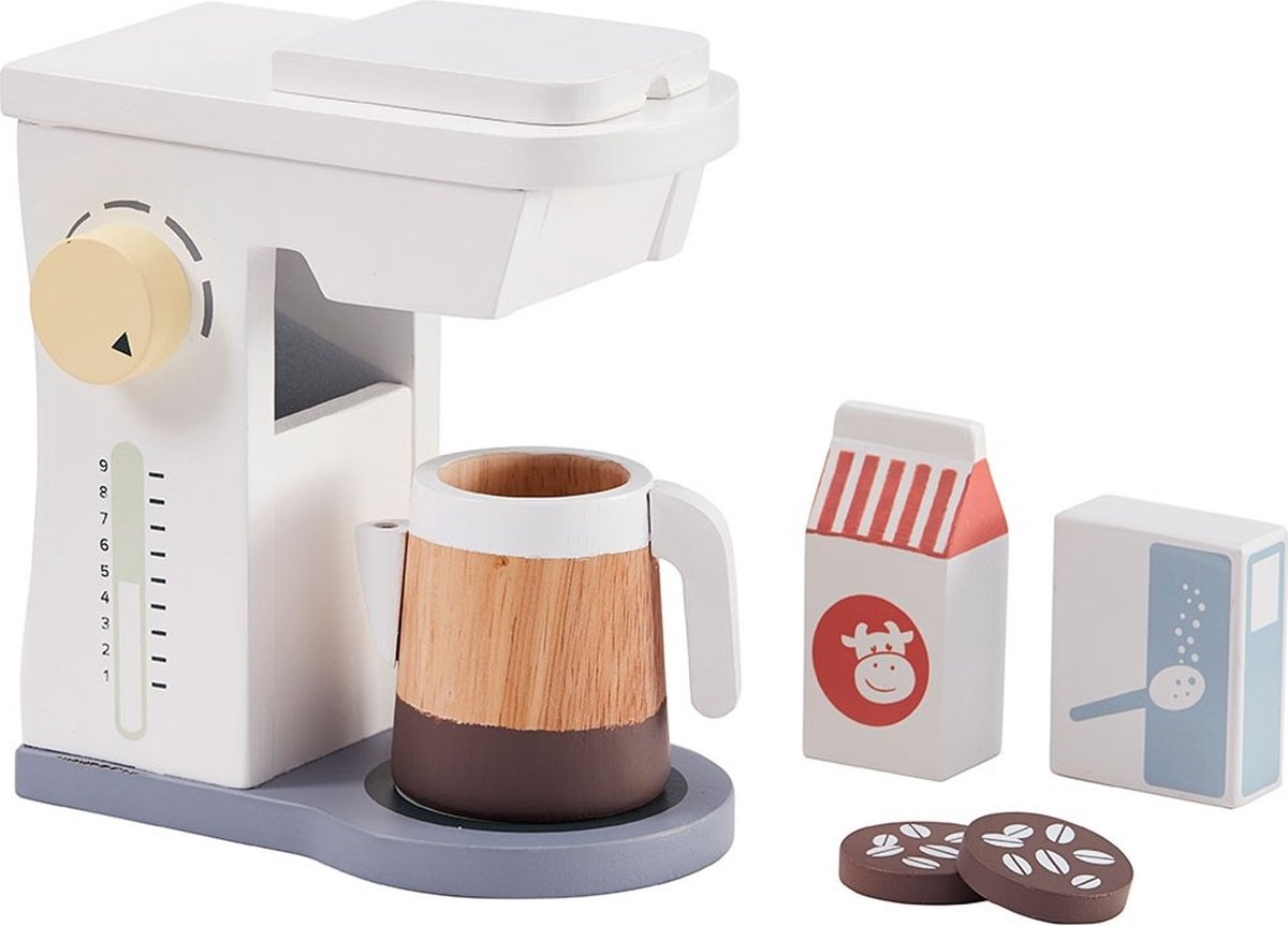 Goedkoopste Kid's Concept Houten Koffieapparaat 18 Cm 6-delig Wit