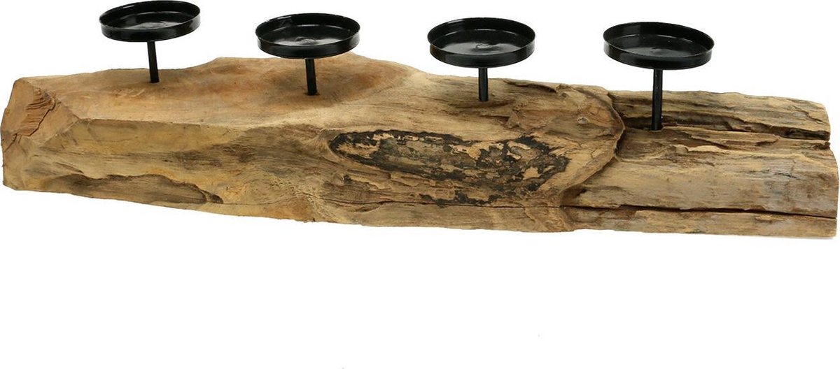 Set van 3 houten kaarsenhouders met 20% korting