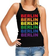 Regenboog Berlin gay pride / parade zwarte tanktop voor dames - LHBT evenement tanktops kleding 2XL