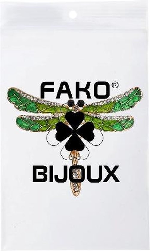 Fako Bijoux® - Broche - Libelle - 66x51mm - Groen - Fako Bijoux®
