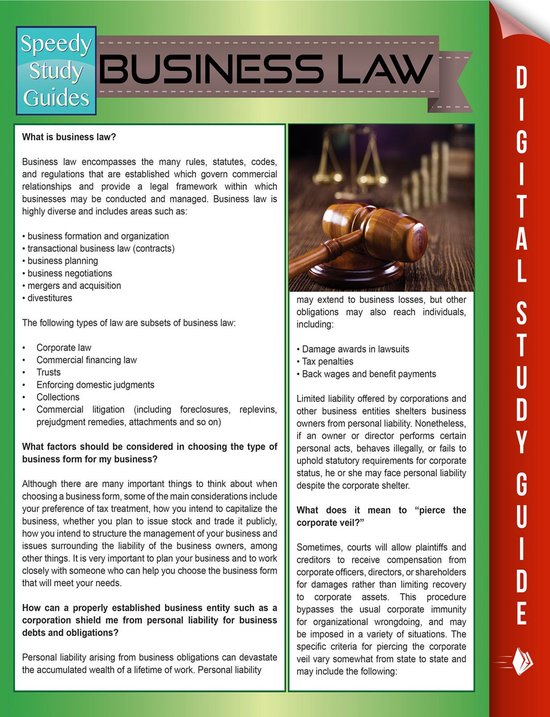 Business Law (Speedy Study Guides) - cover