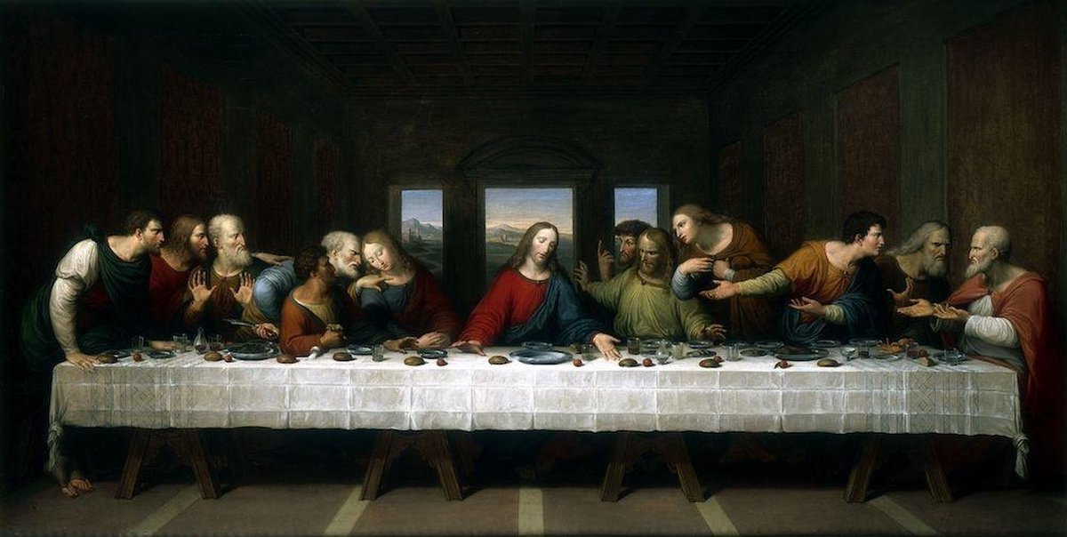 Schilderij Last supper, Laatste avondmaal, Leonardo da Vinci, reproductie, 2 maten
