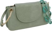 Tas met Schakels - Crossbody Bag / Schoudertas - Kunstleer - 22x11x5,5 cm - Groen - Dielay