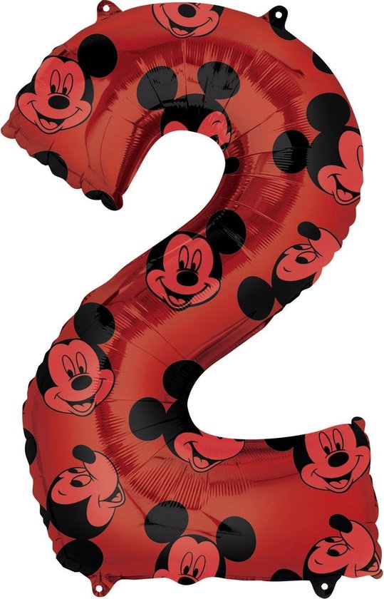 Amscan Folieballon Mickey Mouse 2 Jaar Junior 43 X 66 Cm Rood