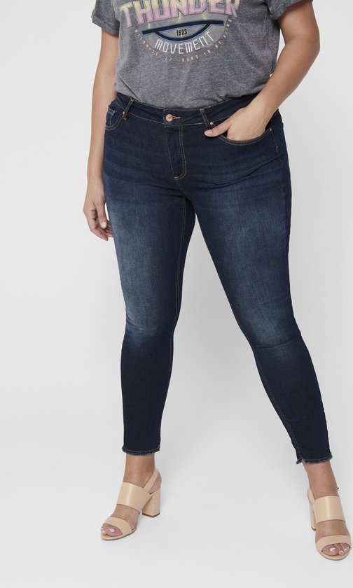 ONLY CARMAKOMA - CARWILLY LIFE REG SK ANK RAW REA4342NOOS - Denim Dark Blue - Femme - Taille W48XL32