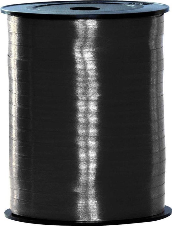 Zwart lint 500 meter x 5 milimeter breed - Feestartikelen en versiering