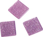 205x stuks Acryl glitter mozaiek steentjes/tegeltjes roze 1 x 1 cm - Mozaieken maken