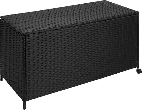 tectake -opbergbox- Wicker tuinset- verrijdbaar met aluminium frame -  zwart- 403505 | bol.com