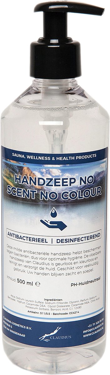 Goedkoopste Handzeep No Scent, No Colour 500 ml - met gratis pompje