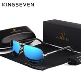 MIRO | KingSeven Zonnebril Heren - Blauw/Zwart - Zonnebril - Bril met Polariserende glazen - Pilotenbril - polarisatie filter UV400