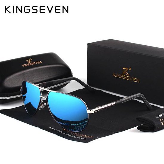MIRO | KingSeven - Blauw/ Zwart - Lunettes de soleil - Lunettes avec verres polarisants - Lunettes pilote - Filtre polarisant UV400