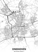 Eindhoven plattegrond - A4 poster - Zwart witte stijl