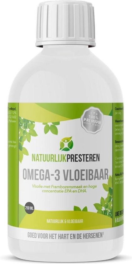 Ontkennen borstel actrice Natuurlijk Presteren Omega-3 Vloeibaar - Vloeibare visolie met  frambozensmaak - 250 ml... | bol.com