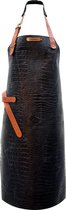 Xapron luxe leren (BBQ) schort Caiman - kleur Black (black)