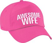 Awesome wife pet / cap roze voor dames - baseball cap - cadeau petten / caps voor echtgenote / vriendin