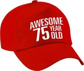 Awesome 75 year old verjaardag pet / cap rood voor dames en heren - baseball cap - verjaardags cadeau - petten / caps