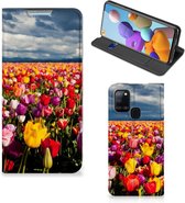 Stand Case Moederdag Cadeau Geschikt voor Samsung Galaxy A21s Telefoonhoesje met foto Tulpen