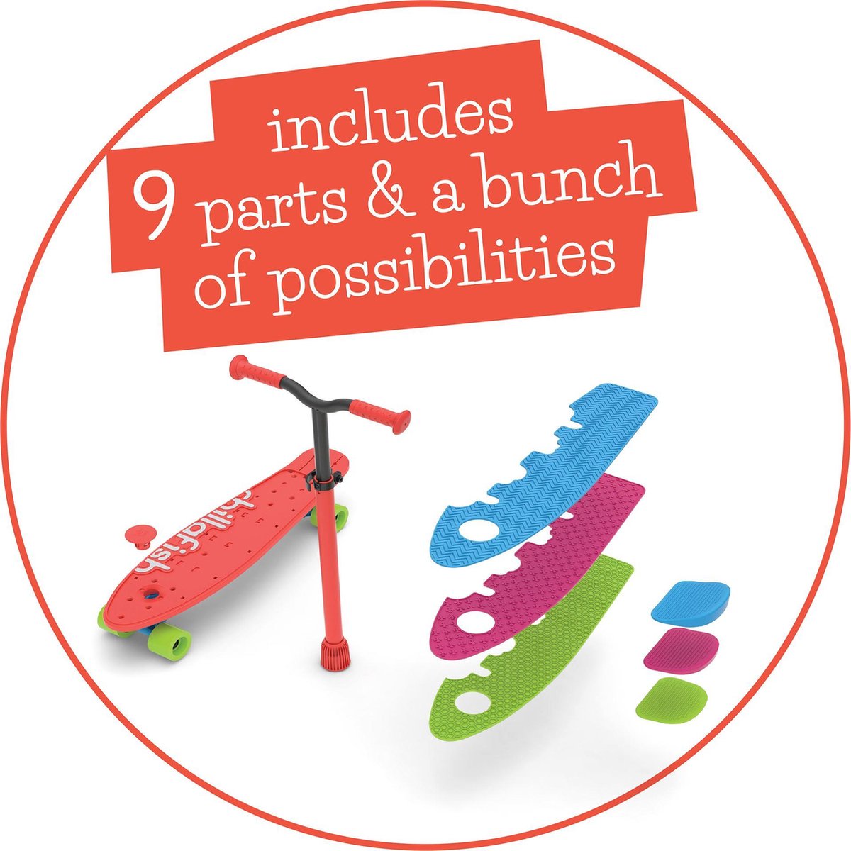 Chillafish Skateboard en Step 2-in-1 - Kinderstep omvormbaar naar Skateboard - Rood - Jongens en meisjes 3 jaar en ouder - Verstelbaar stuur - Model Skatieskootie 2 — afbeelding 2