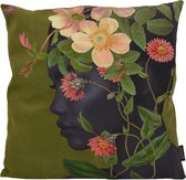 Flower Face / Bloemen Gezicht Kussenhoes | Polyester / Katoen | 45 x 45 cm