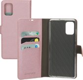 Mobiparts hoesje geschikt voor Samsung Galaxy A71 - Saffiano Wallet/Portemonnee hoesje - Magneet Sluiting - 3 Opbergvakken - Roze