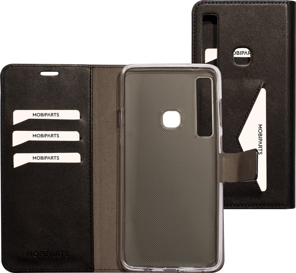 Samsung Galaxy A9 (2018) Hoesje - Premium Wallet/Boekhoesje - Eco Leer - Magneet Sluiting - Opberg vakken - Zwart - Mobiparts
