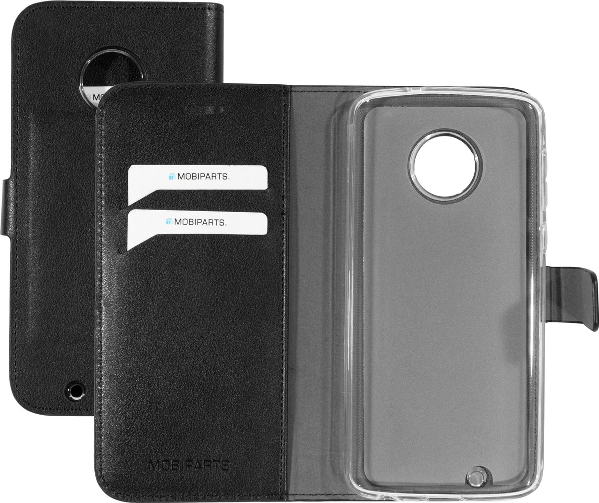 Motorola Moto G6 Hoesje - Premium Wallet/Boekhoesje - Eco Leer - Magneet Sluiting - Opberg vakken - Zwart - Mobiparts