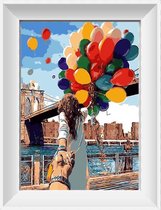 Artstudioclub®  schilderen op nummer volwassenen hand meisje ballonnen 40x50 Zonder lijst