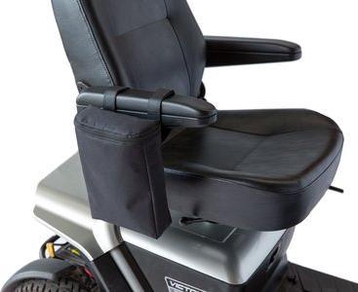 Zorgmiddelenaanhuis - Armleuningtas - tas voor scootmobiel - scootmobiel tas - scootmobieltas - armleuning tas - armleuningtas scootmobiel - 7 cm x 15 cm x 27 cm (LxBxH) - Zwart