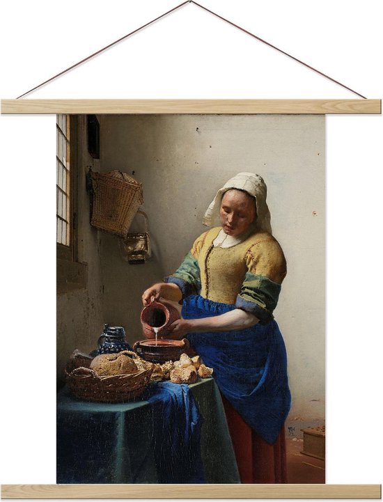 Poster met hanger Melkmeisje - Johannes Vermeer - 50x70 cm