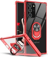 Samsung Galaxy Note 20 Ultra Hoesje Rood - Anti Shock Kickstand Ring Case