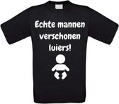 Echte mannen verschonen luiers T-shirt maat XL zwart