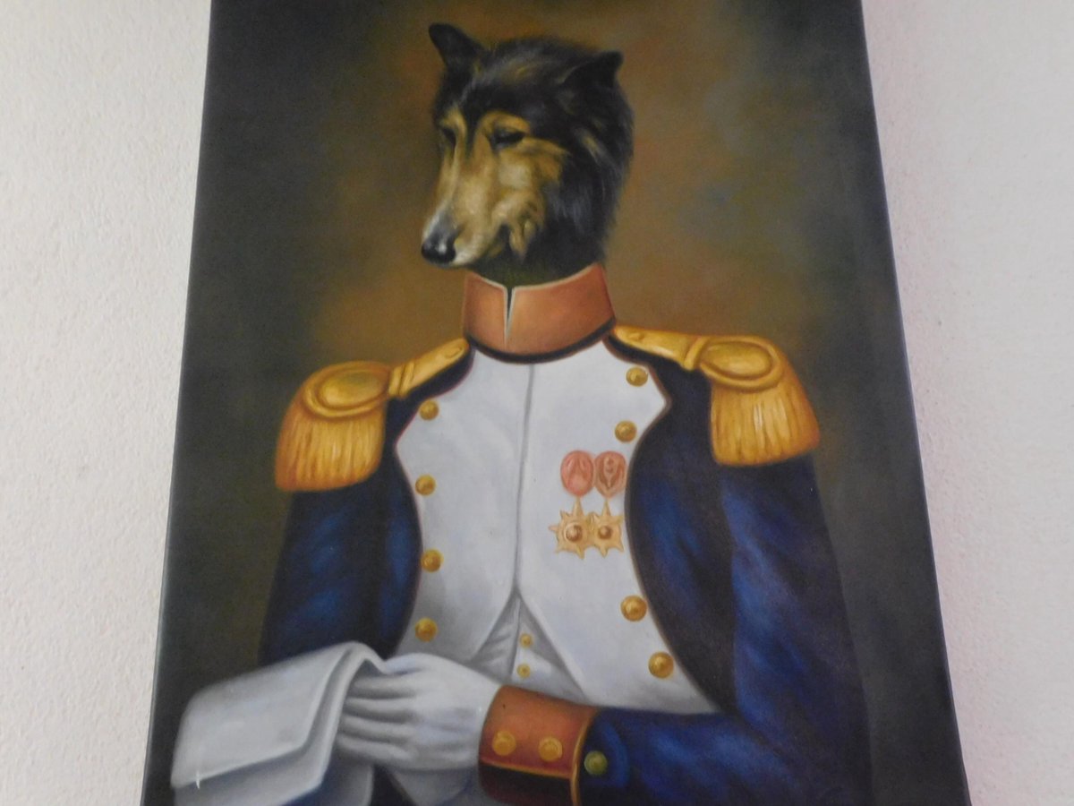 Hetty'S Speciaal schilderij van hond met uniform Wit