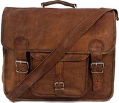 Messengertas  41 x 29 x 12 cm Vintage Look Bruin Echte Leder tas ‘Granada’ - Gift verpakking