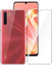 OPPO A91 Silicone hoesje + 2X Tempered Glas Screenprotector