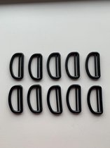 10x D ring zwart kunstof-50mm-Gespen-Band.